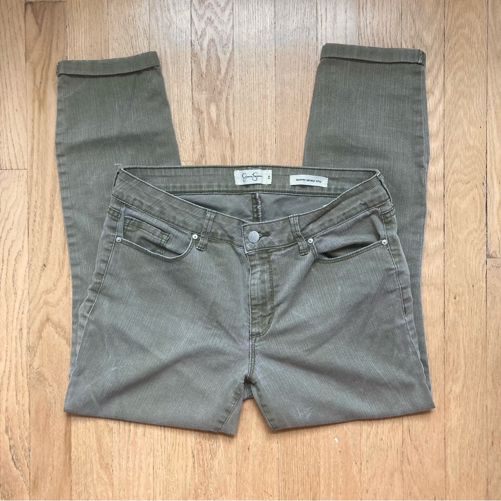 Jessica Simpson Forever Skinny Rolled Crop - Size 29 - forest green